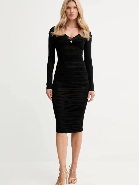 Elisabetta Franchi rochie midi mulată negru