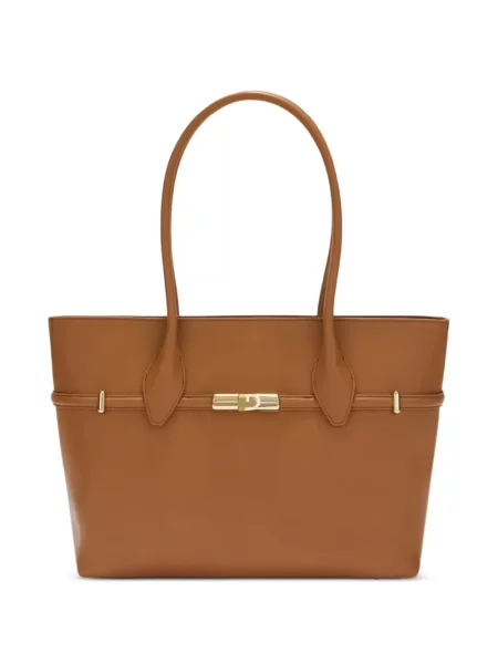 Δερμάτινη τσάντα shopper Furla καφέ