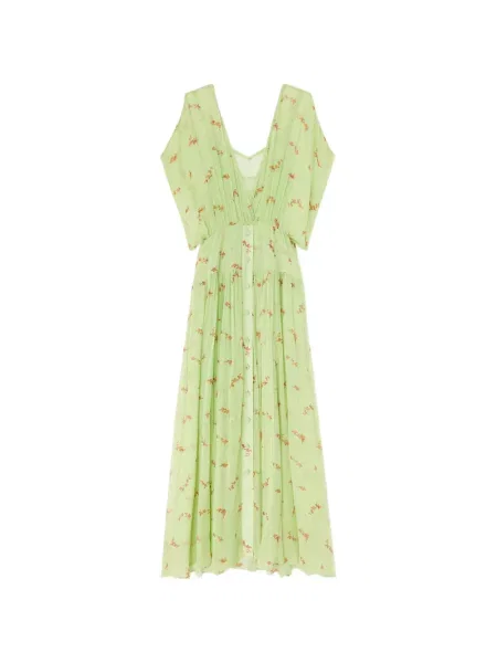 Rochie Ganni cu model floral cu imagine verde