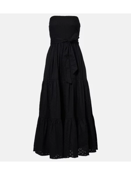 Maxi rochie maxi Poupette St Barth fără bretele de costum negru
