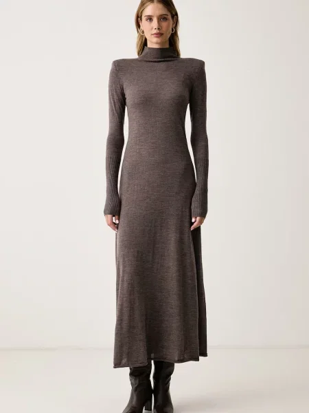 Pinko rochie tricotată din lână maro