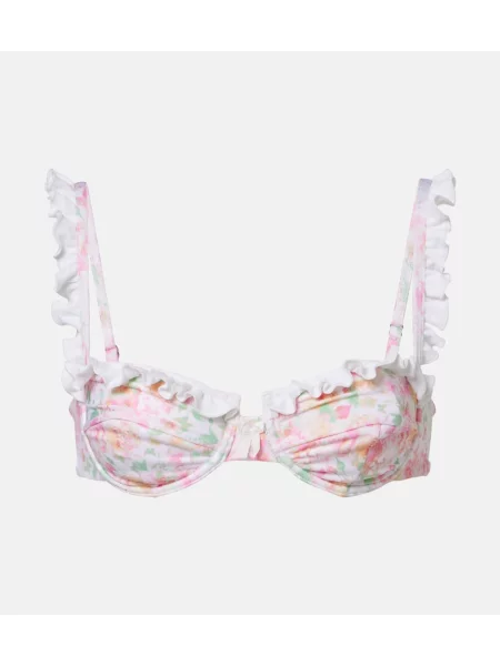 Top Bananhot cu model floral cu volane alb