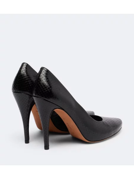 Pantofi cu toc Jude din piele cu model piele de șarpe negru