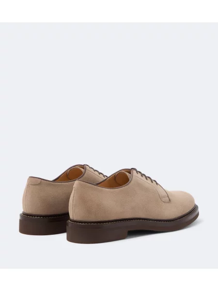 Pantofi derby Brunello Cucinelli din piele de căprioară bej