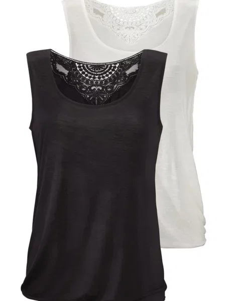 BEACH TIME Top črna / pegasto bela