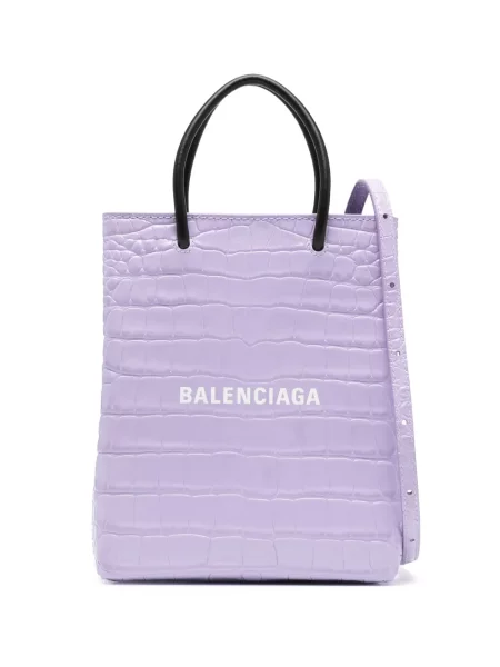 Geantă shopper Balenciaga din piele violet