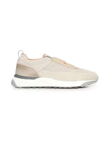 Sneakersy Santoni sznurowane skórzane beżowe