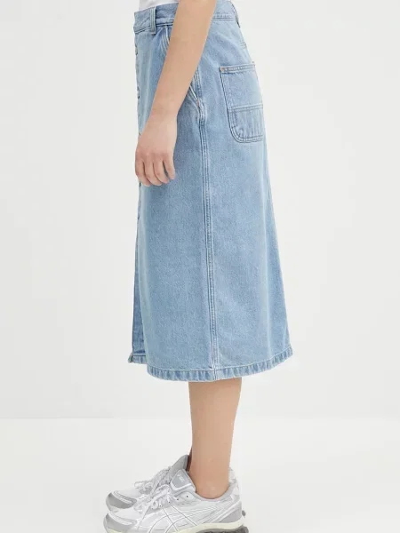 Carhartt WIP fustă jeans W Colby Skirt midi drept albastru