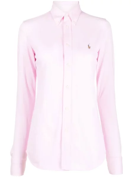 Cămașă Polo Ralph Lauren cu decolteu rotund violet