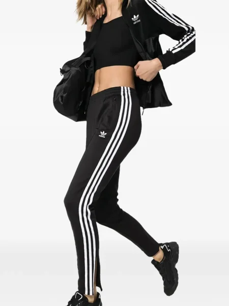 Чехли Adidas с връзки на райета с дантела черно