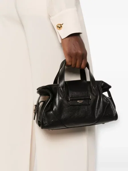 Bőr shopper táska Jimmy Choo fekete