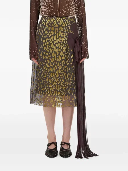 Fustă Ferragamo cu model floral maro