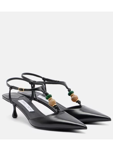 Pantofi cu toc Jimmy Choo din piele slingback negru