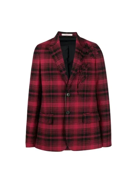 Lniany garnitur Valentino w kratkę