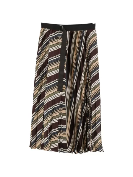 Fusta plisata Sacai plisată până la genunchi maro