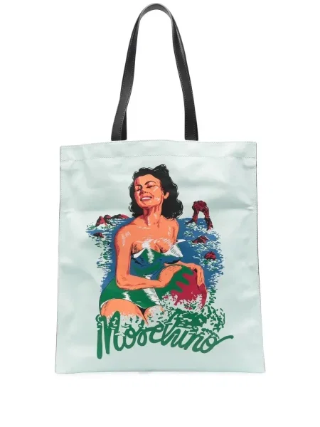 Geantă Moschino cu imagine albastru