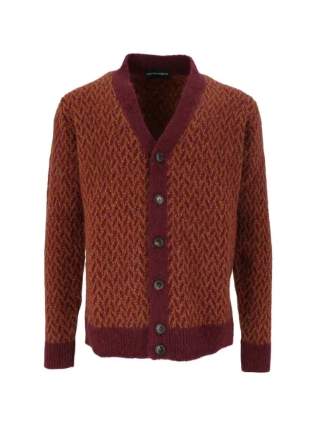 Cardigan Filippo De Laurentiis cu model herringbone roșu