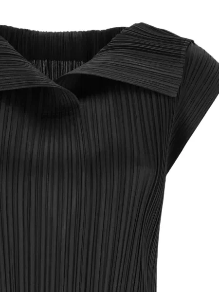 Gulerat tricou Pleats Please Issey Miyake negru