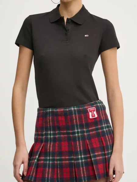 Tommy Jeans fustă din amestec de lână bleumarin mini evazați roșu