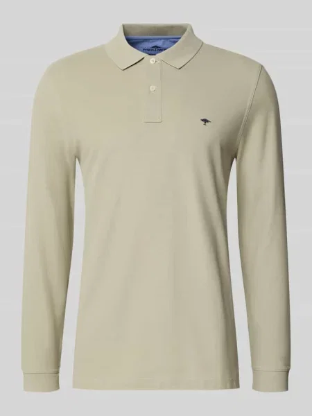 Koszulka polo z długim rękawem o kroju regular fit z wyhaftowanym logo Fynch-hatton beżowa