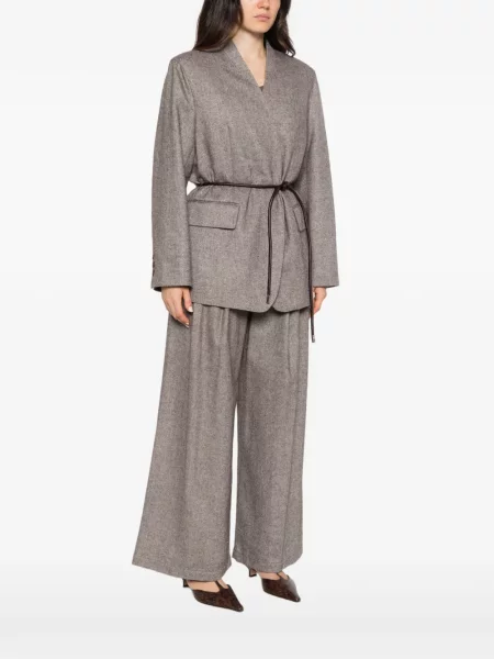 Cu centură geacă Isabelle Blanche cu model herringbone maro