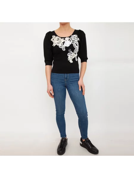 Sweter Twinset z okrągłym dekoltem czarny