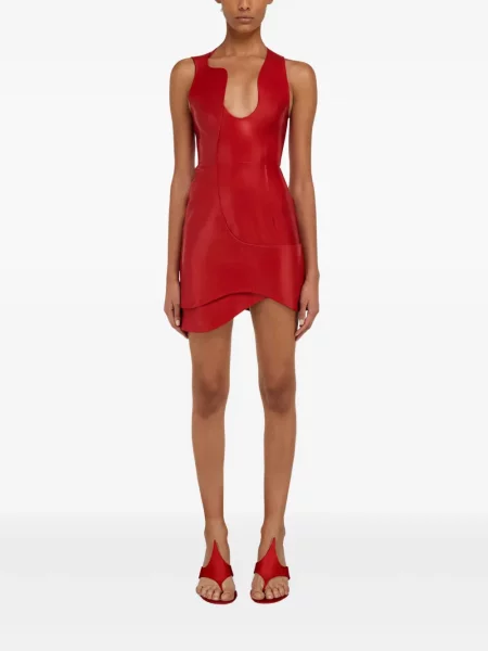 Rochie mini Ferragamo din piele de costum roșu
