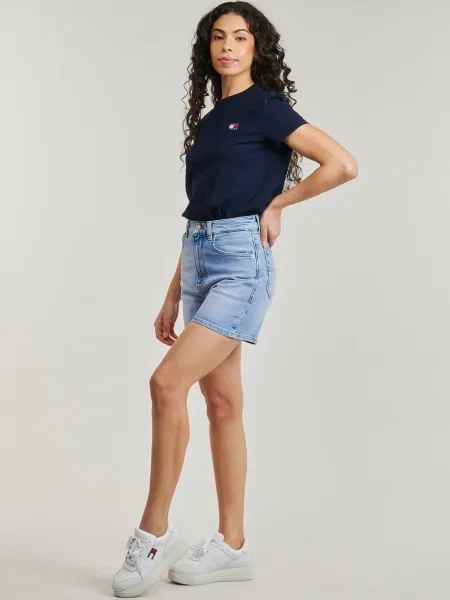 Blugi de mamă Tommy Hilfiger Mom scurt albastru