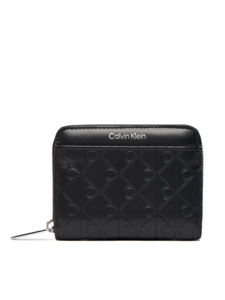 Portofel Calvin Klein Emblem Aop Embossed Zip Around negru
