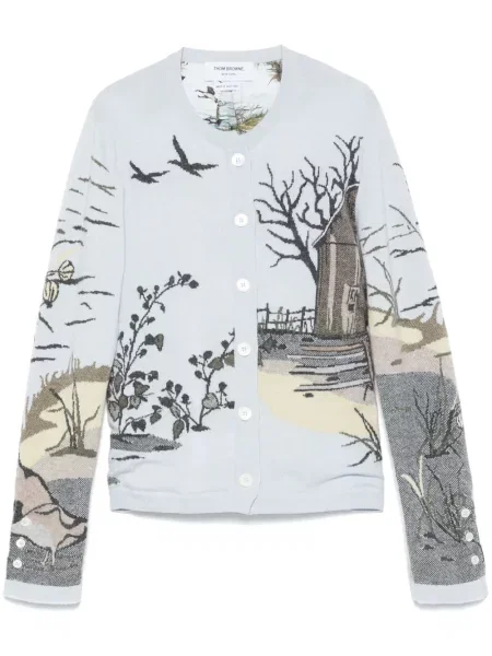 Cardigan Thom Browne din cașmir albastru