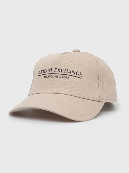 Шапка с козирка Armani Exchange с апликация бяло