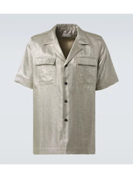 Cămașă Dries Van Noten plisată argintiu