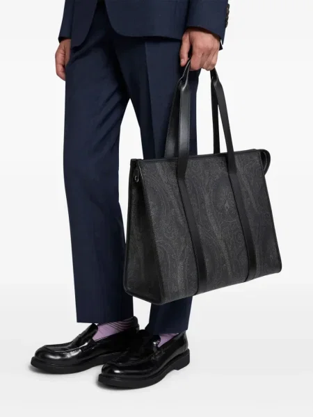 Geantă Etro cu model paisley gri