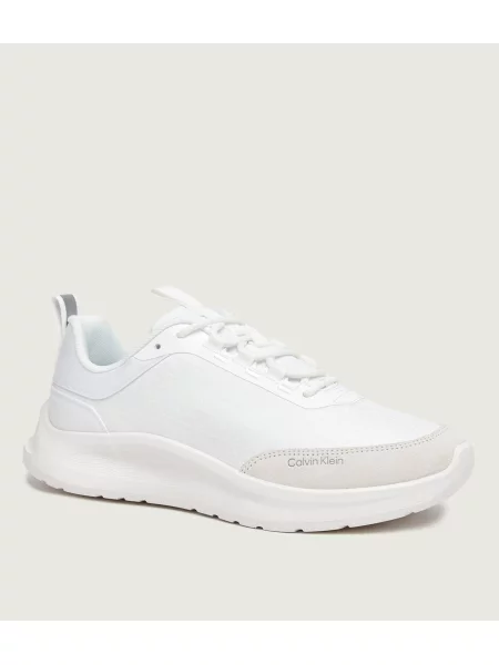 Calvin Klein Sneakers RUNN LACEUP AOP | piele întoarsă alb
