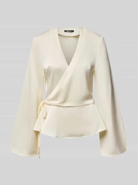 Bluzka satynowa w kopertowy styl z rękawami kimono Gina Tricot biała