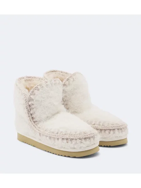 Cizme scurte Mou din piele de oaie alb