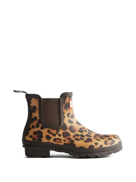 Botine chelsea Hunter cu imagine cu model leopard maro