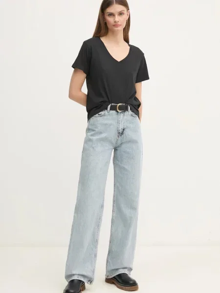 Kratka majica Pepe Jeans LOLLY V-NECK črna
