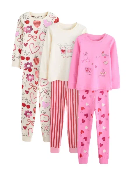 Next Pijamale roz deschis / roșu / negru alb