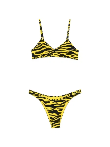 Bikini The Attico cu imagine cu dungi de tigru galben