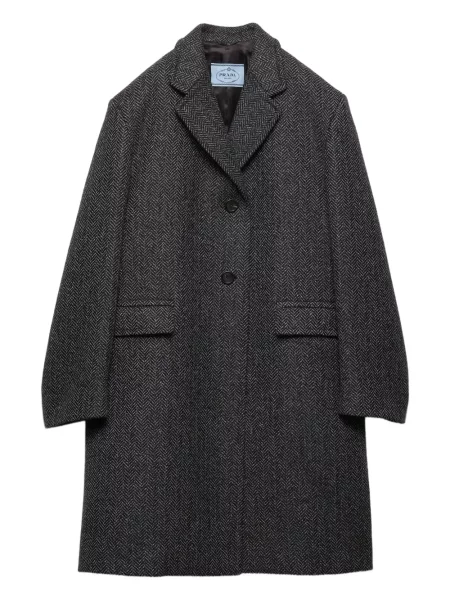 Palton Prada cu model herringbone gri