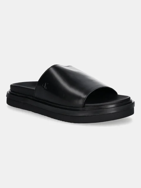 Natikači Calvin Klein Jeans FLAT MOLDED SANDAL SLIDE črna