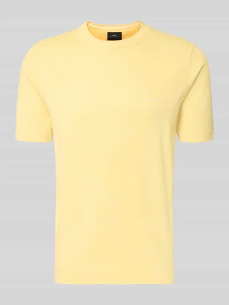 T-shirt o kroju regular fit z mieszanką lnu i bawełny w imitacji dzianiny Fynch-hatton żółta