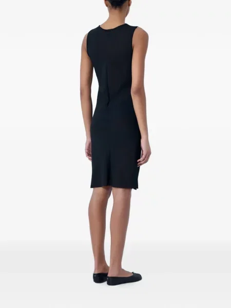 Rochie midi Rier de lână fără mâneci negru