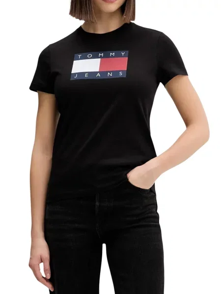 Koszulka Tommy Hilfiger Jeans z krótkim rękawem czarna