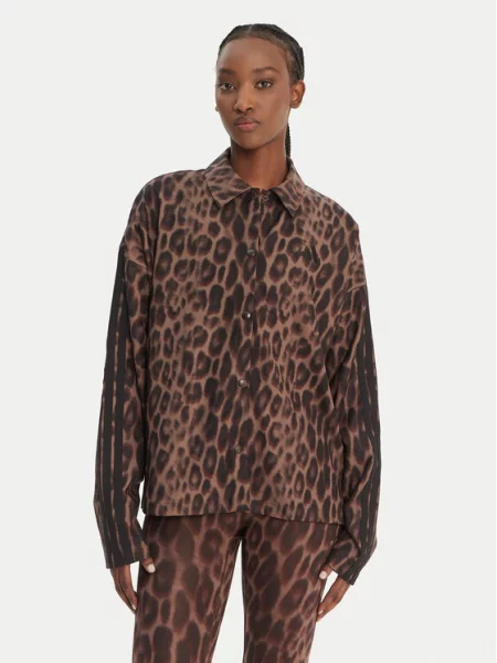 Adidas Μπουφάν μεταβατικό Seasonal Essentials Leopard Print καφέ