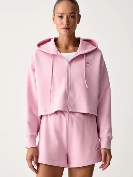 Adidas by Stella McCartney hanorac cu și glugă pentru femei cu roz