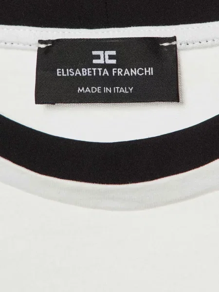 Тениска Elisabetta Franchi с принт с кръгло деколте бяло