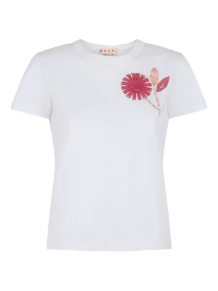 Tricou Marni cu model floral alb