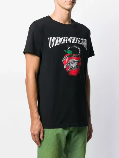 Tricou Off-white cu imagine cu model piele de șarpe alb